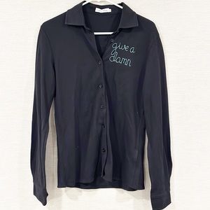 Lingua Franca give a damn black button down size large